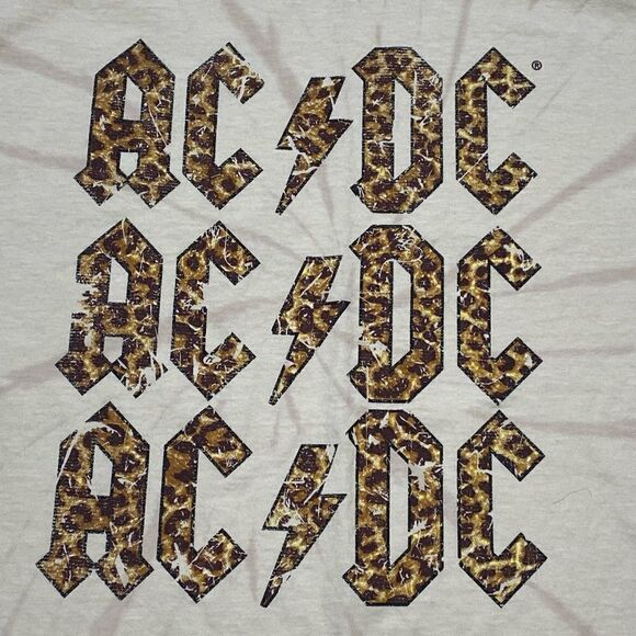 AC/DC Women’s Tan Spiral Tie Dye Wash Shirt Sz M - Picture 6 of 8
